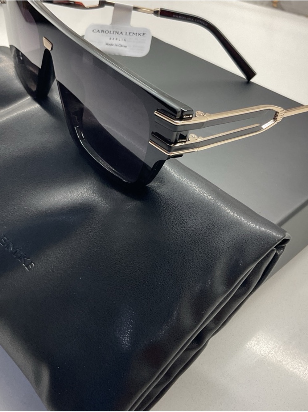 Carolina Lemke Women's Black Sunglasses with Gold Accents